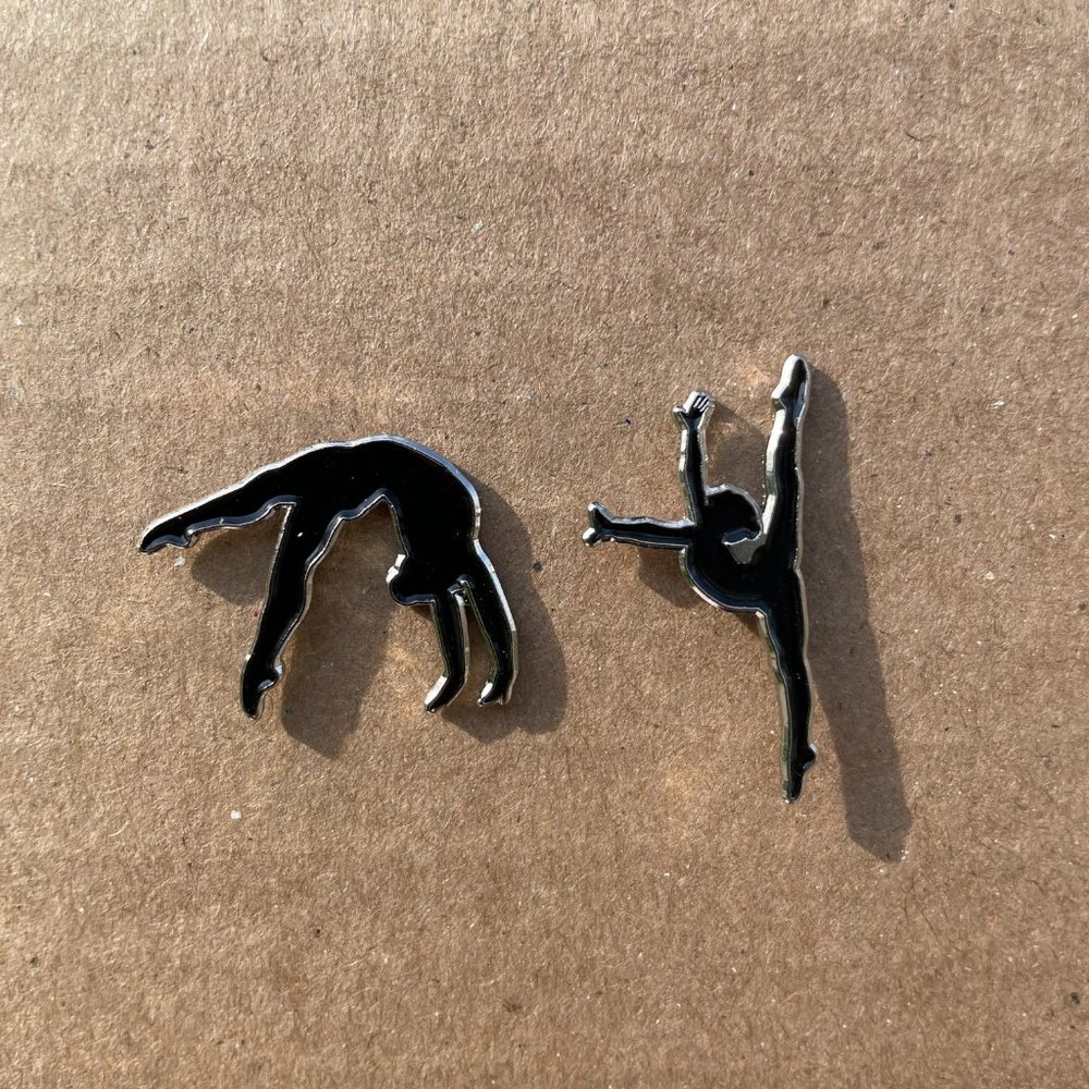 TWO Gymnastics Pins for Gymnast's Collection - Leap & Back Hand Spring